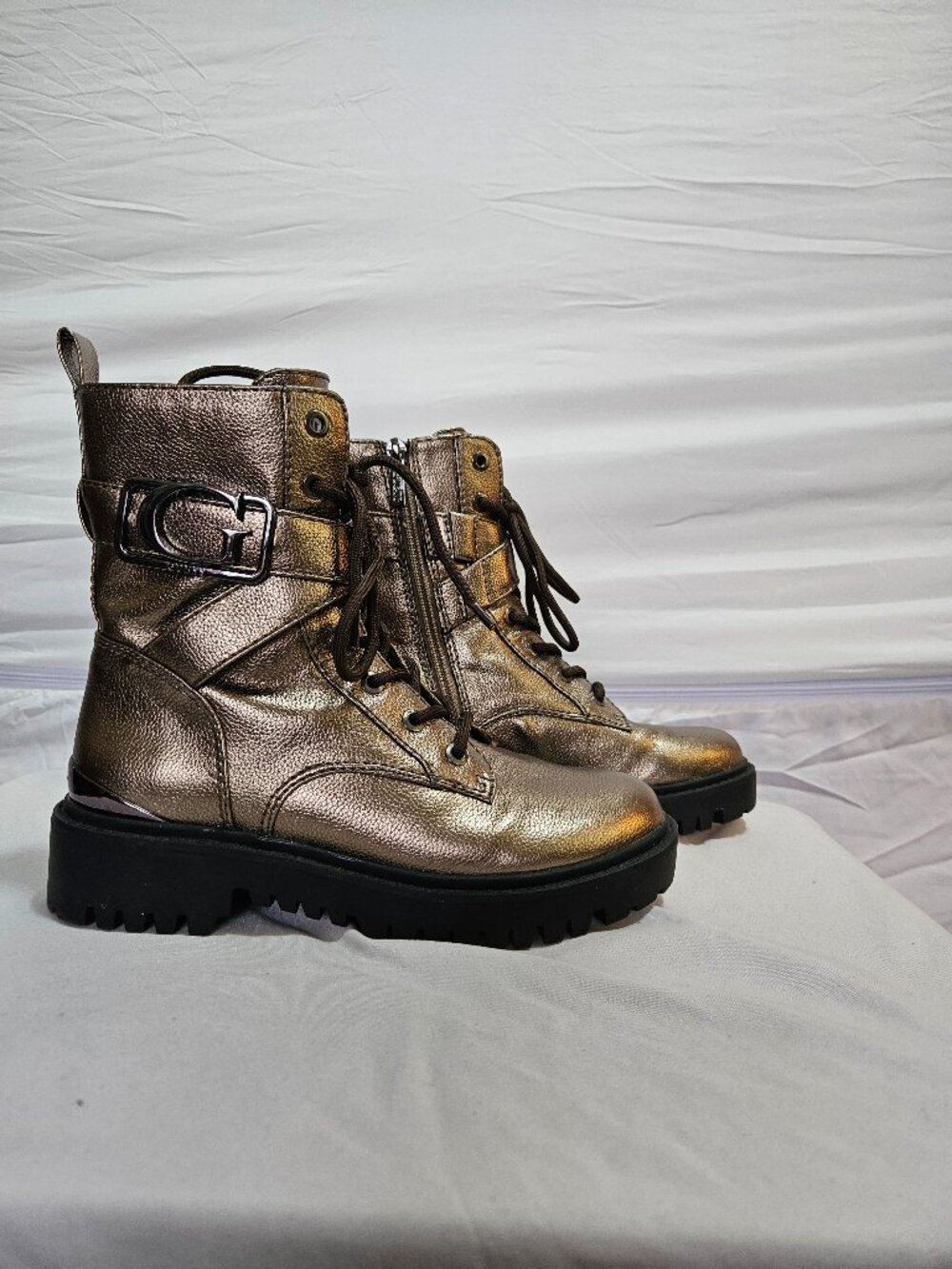 Metallic Combat Boots